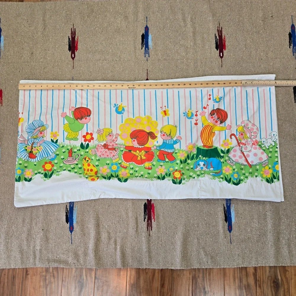 Vintage MCM Kids Garden Pillowcase Cotton 22